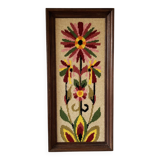 Large wool flower tapestry canvas 1970