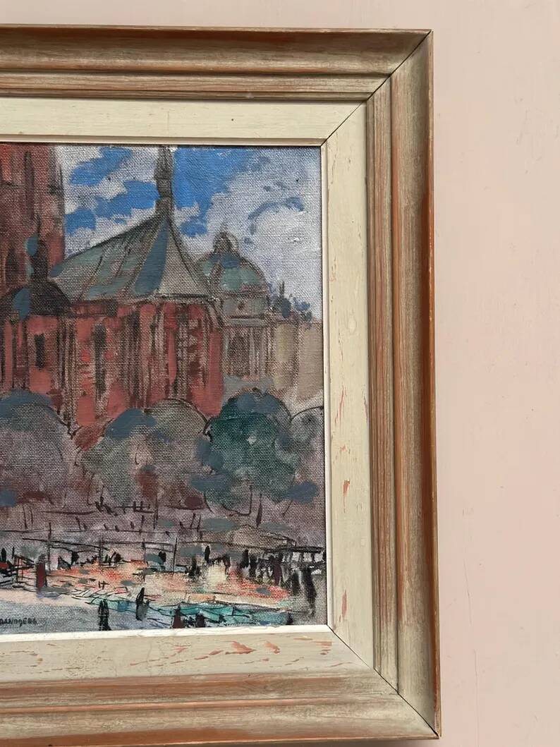 Original Swedish Oil on Panel – “Castle Behind Trees” by K. Gustaf Strandgers – Signed – Vintage & Framed