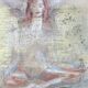 Painting signed pastel gold “Buddha woman” ZEN