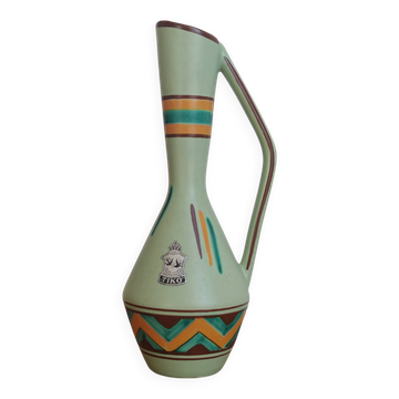 Vase pichet vintage TIKO Gouda (Hollande) - Modèle Pyramide - Années 1950