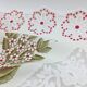 Nappe vintage ovale décor floral ses 8 serviettes
