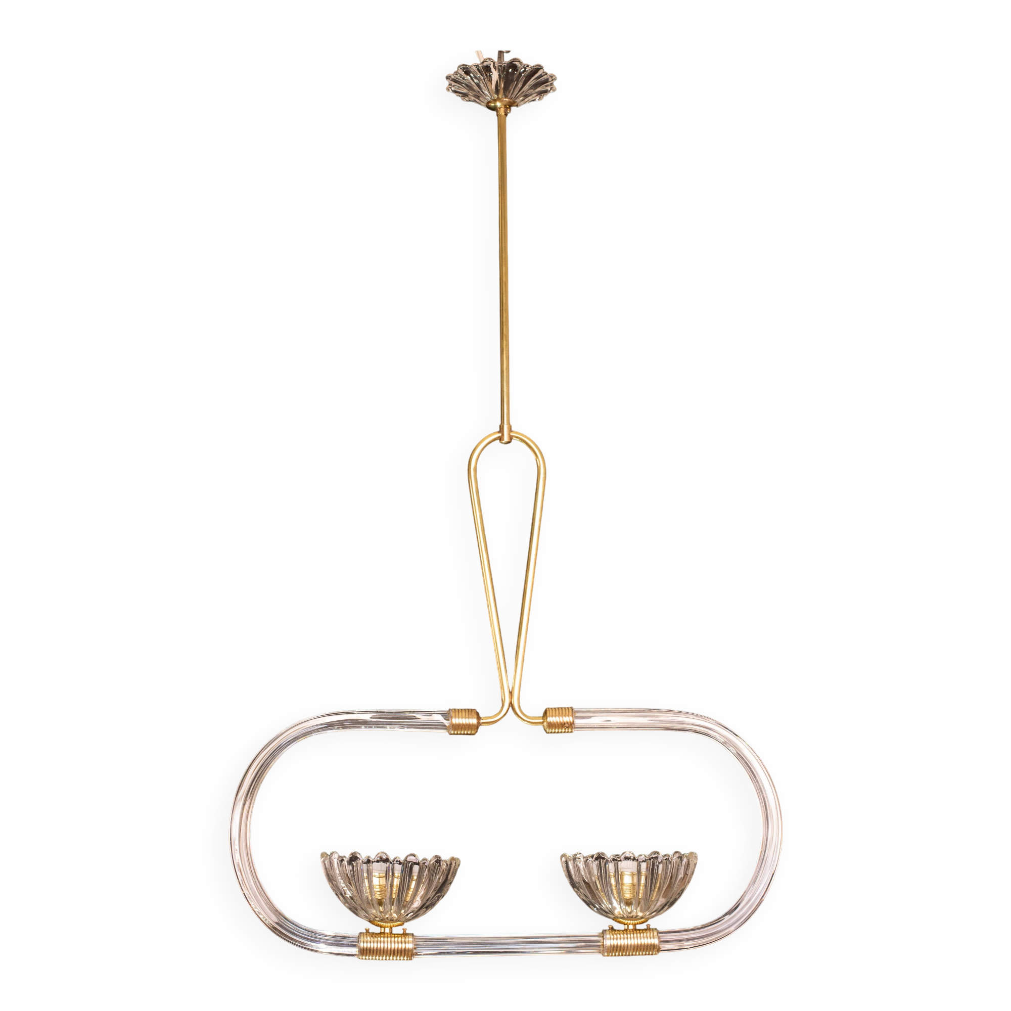 Extraordinary two-cup Art Deco candlestick by Barovier and Toso, 1940s