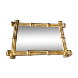 old mirror imitation bamboo gold papier-mâché  43 cm X 28, 5 cm