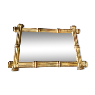 old mirror imitation bamboo gold papier-mâché  43 cm X 28, 5 cm