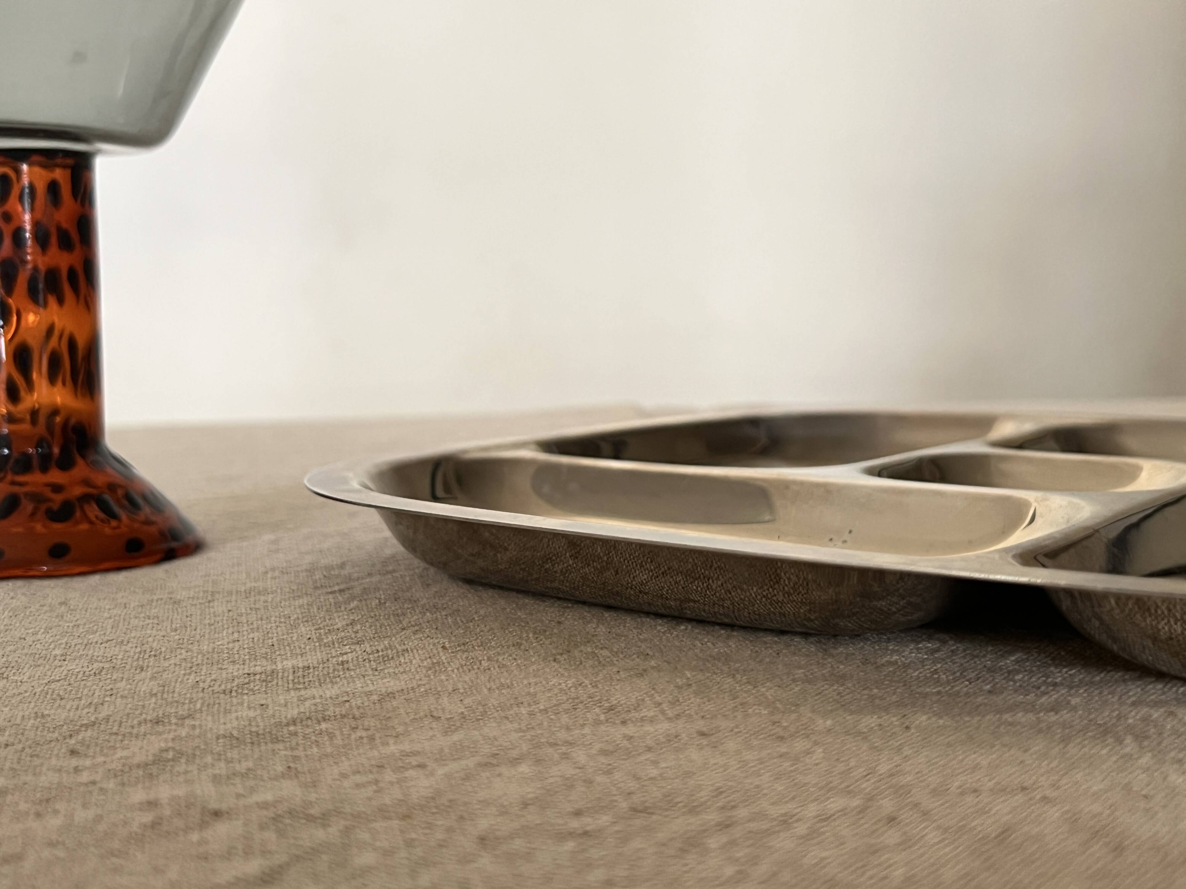 5-bowl chrome aperitif tray, 1970s design