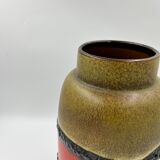 Khaki and red ceramic vase
