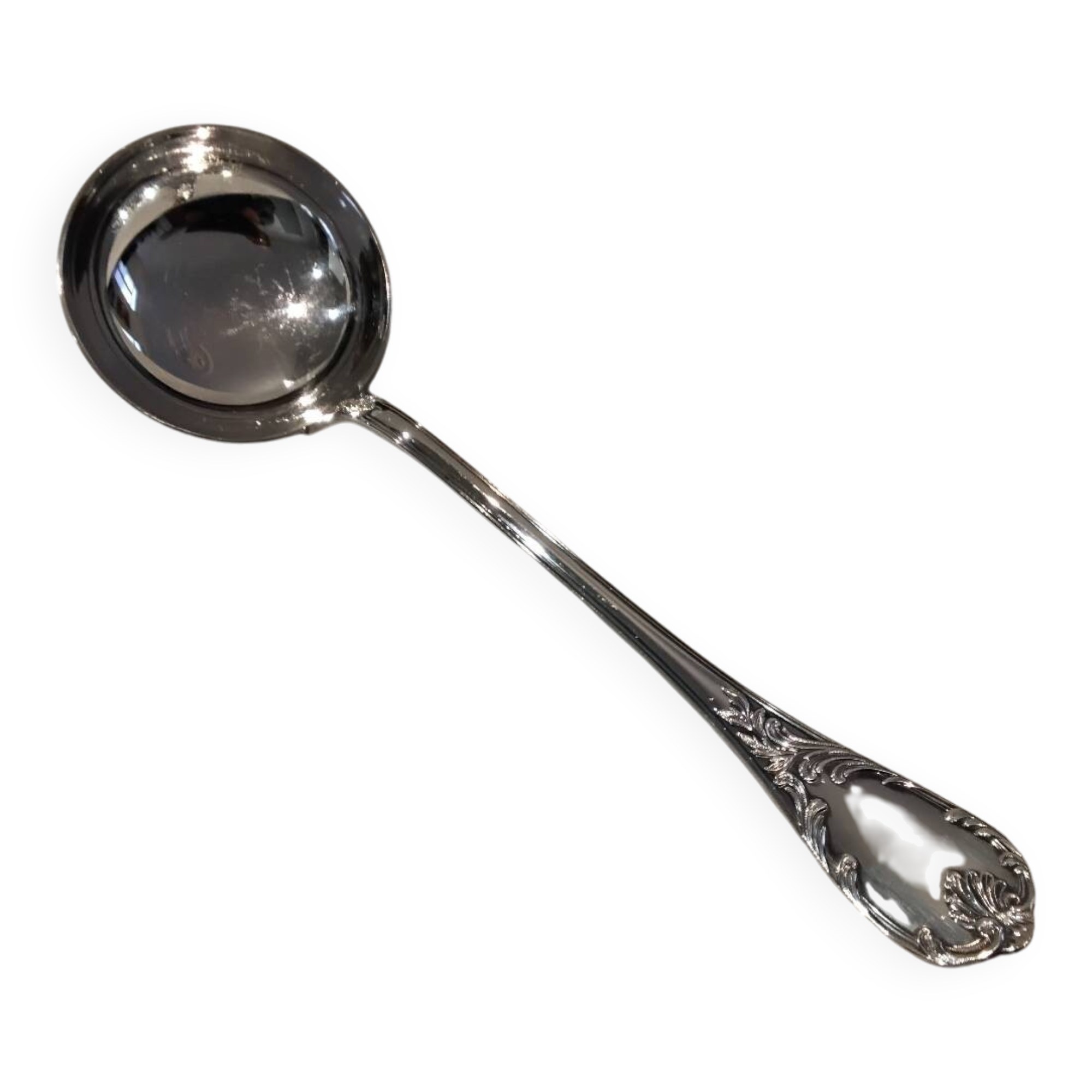 Christofle Marly silver plated soup ladle, goldsmith, 31.6cm