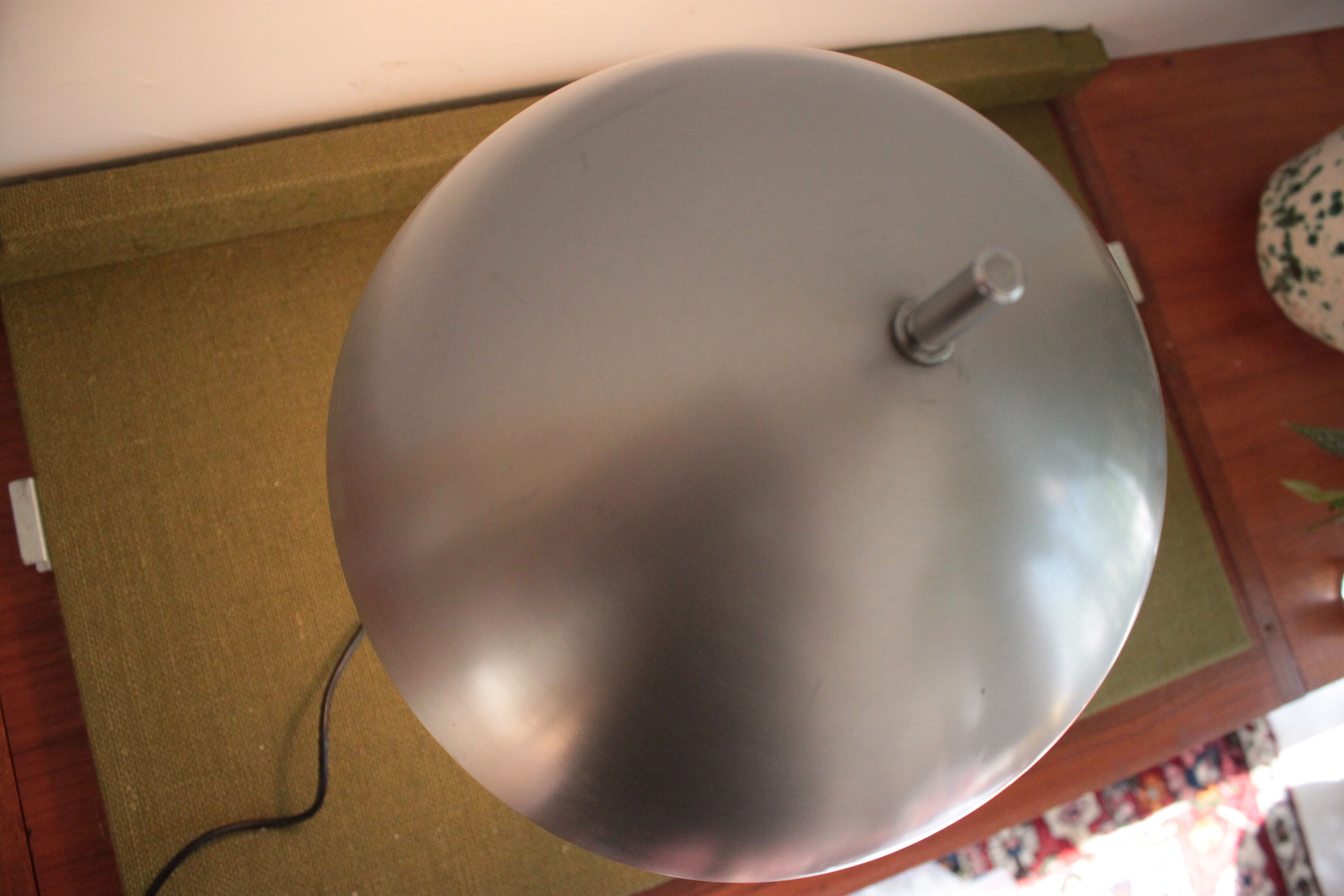 Rare little mushroom lamp brushed steel space age 1970