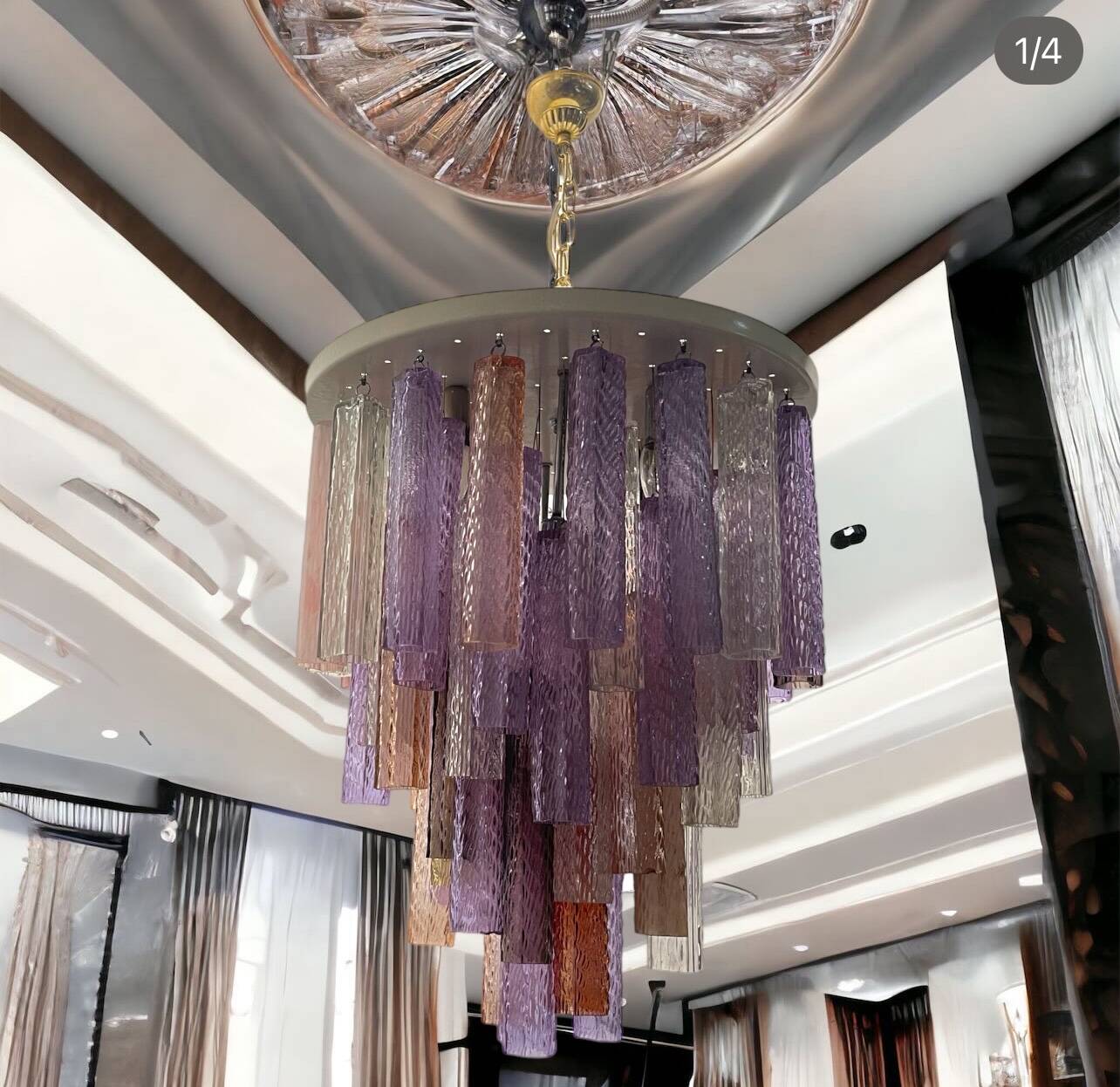 Multicolored Murano Glass Tube Chandelier