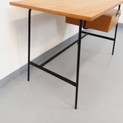 Pierre Paulin vintage modernist desk in oak wood and black metal