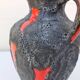 vase 1970 deux anses orange et noir