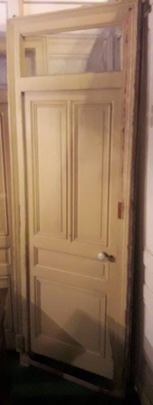 Haussmannian door 83x219 with old glazed transom frame 100x310 interior