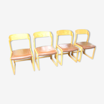 Series of four baumann sleigh chairs