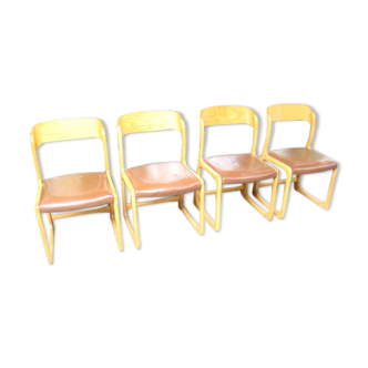 Series of four baumann sleigh chairs