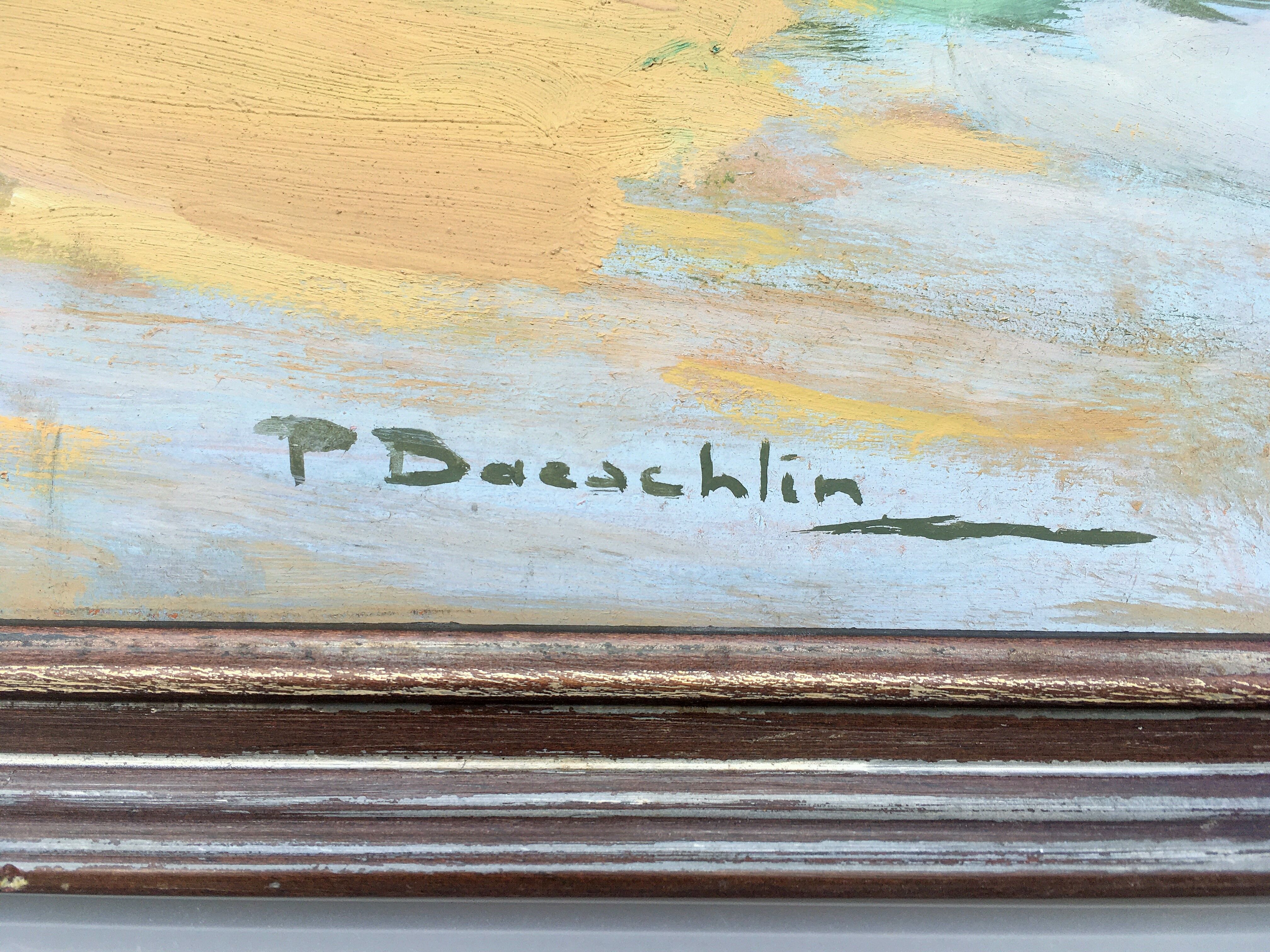 Oil painting on masonite panel pierre laurent baeschlin circa 20 30