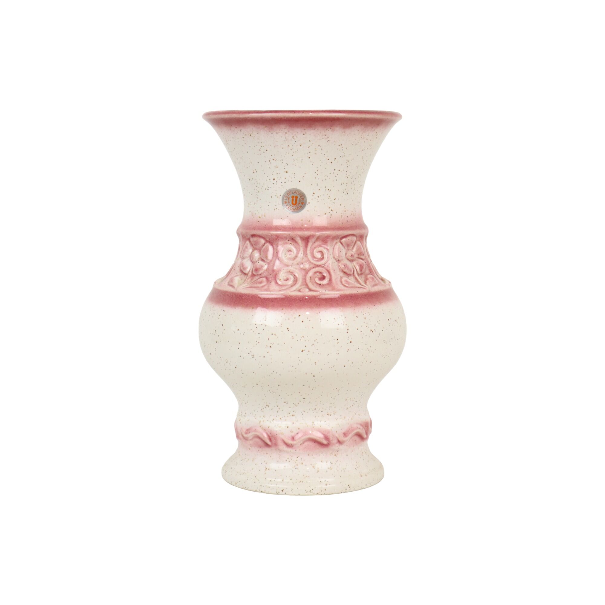 Pink vintage vase west germany flowers üebelacker keramik 634-30