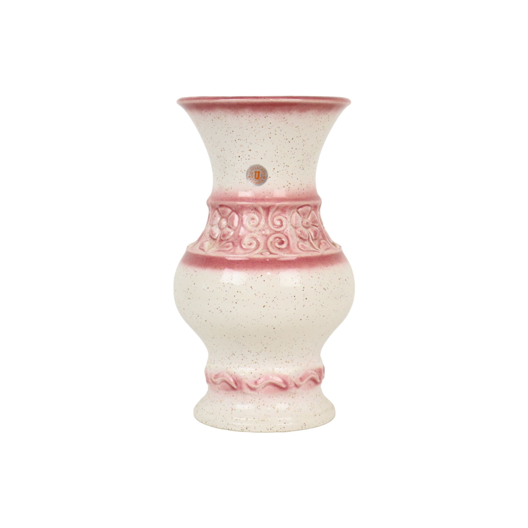 Pink vintage vase west germany flowers üebelacker keramik 634-30