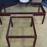 Table basse en verre avec table imbriquée de Pierre Vandel