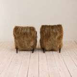 Halabala 269 lounge chair in long hair sheepskin