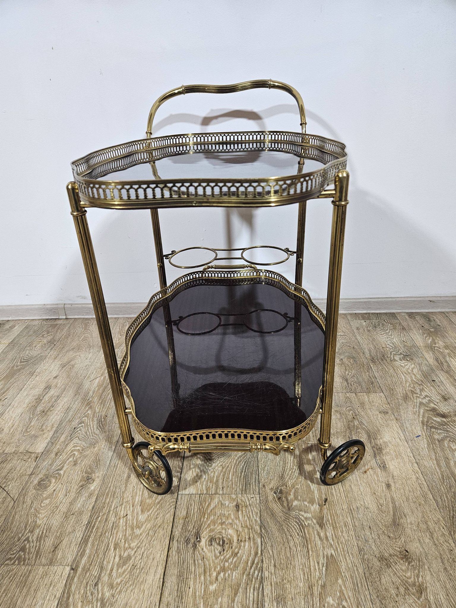 Luxurious bar cart, Maison Jansen, Hollywood Regency, France, 1950s/70s.