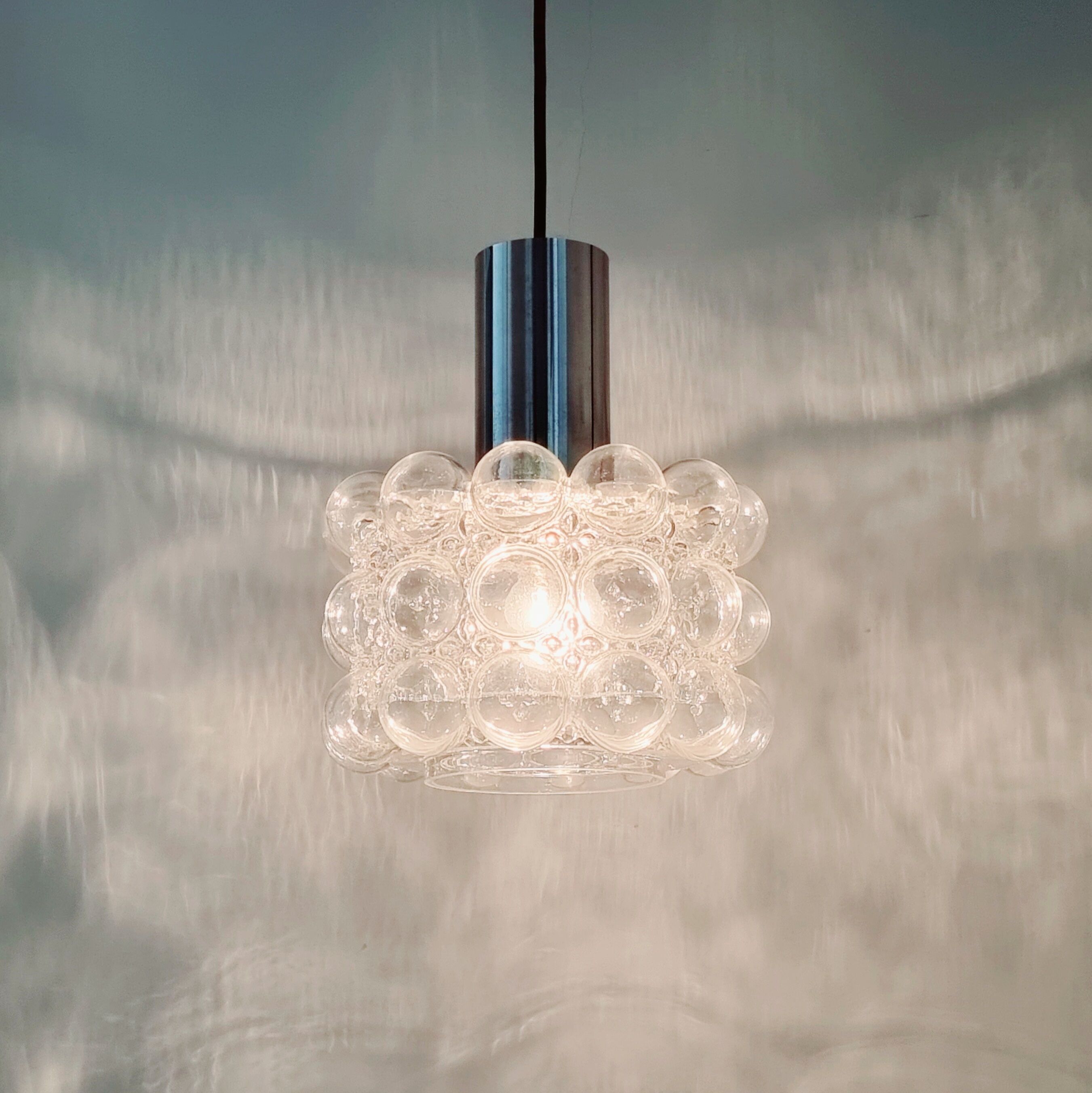 Mid-century modern bubble glass pendant/ceiling lamp by helena tynell for limburg, germany, 1960s