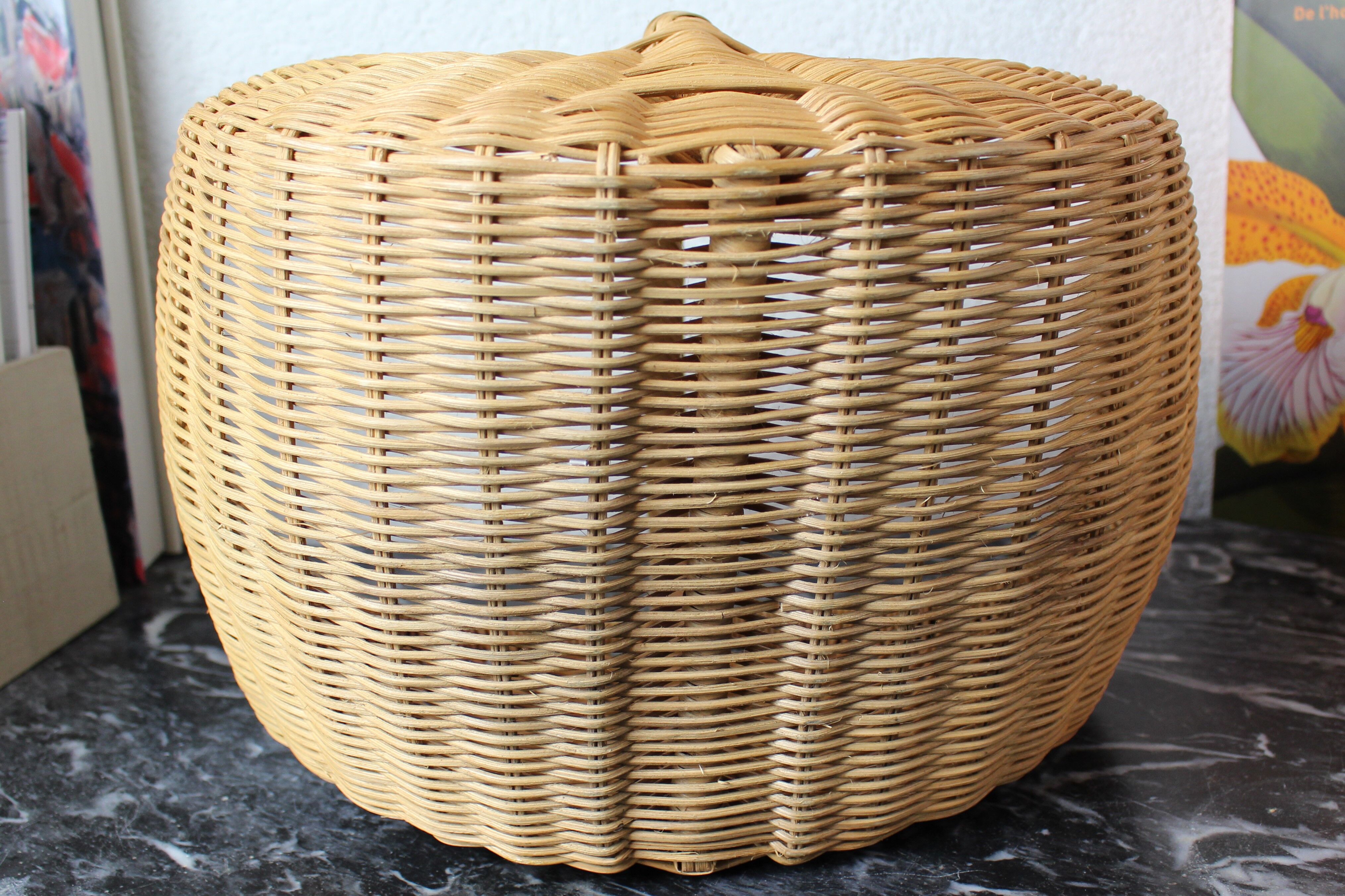 High wicker picking basket