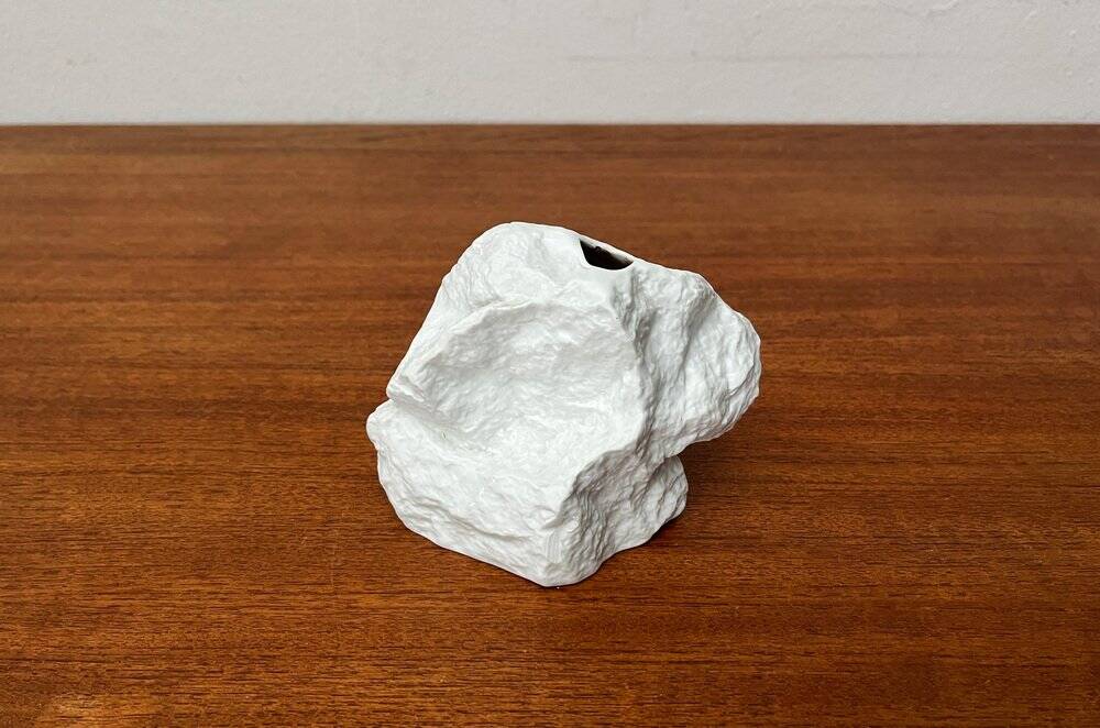 Vintage white porcelain rock vase from KPM Royal Porcelain, 1970s.