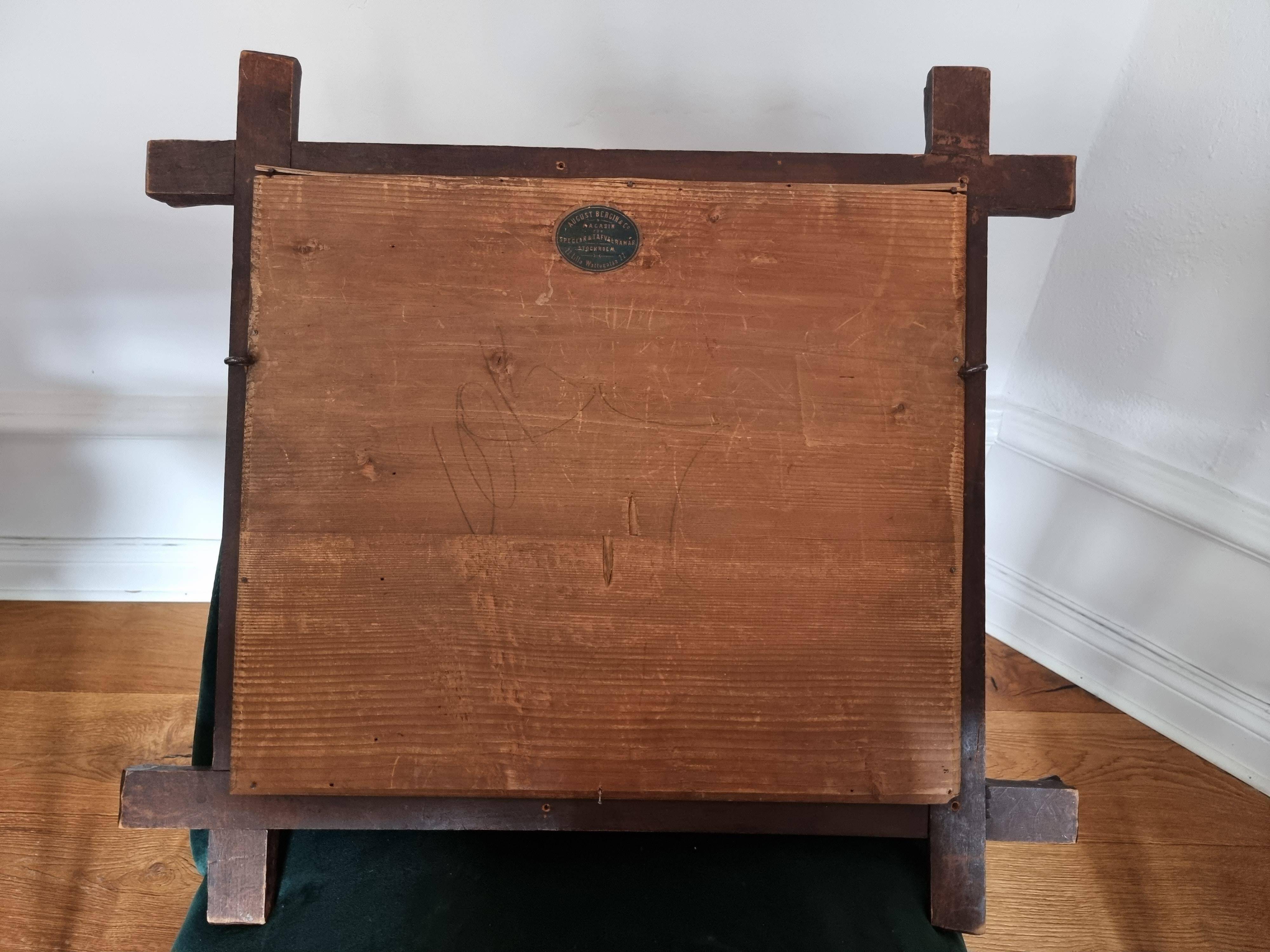 August Bergin & Co. Stockholm, mirror with wooden frame, Swedish Jugend.