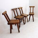 Brutalist Chairs attributed to Mobichalet, Belgium, 1960s, Set of 4