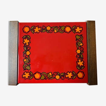 Vintage dessous de plat électrique décor rouge beka vers 1970