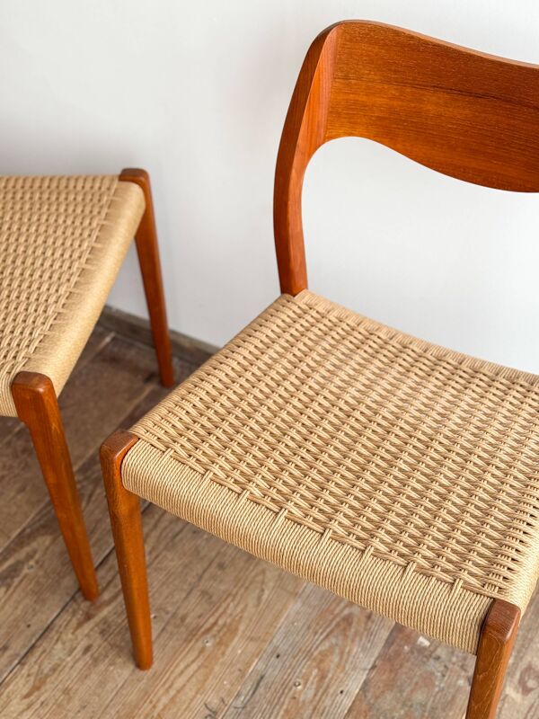 Lot de 10 chaises  71 en teck par Niels O. Møller, JL Moller, Mid Century