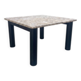 Square coffee table in granite and black metal – Minimalist / Brutalist Design