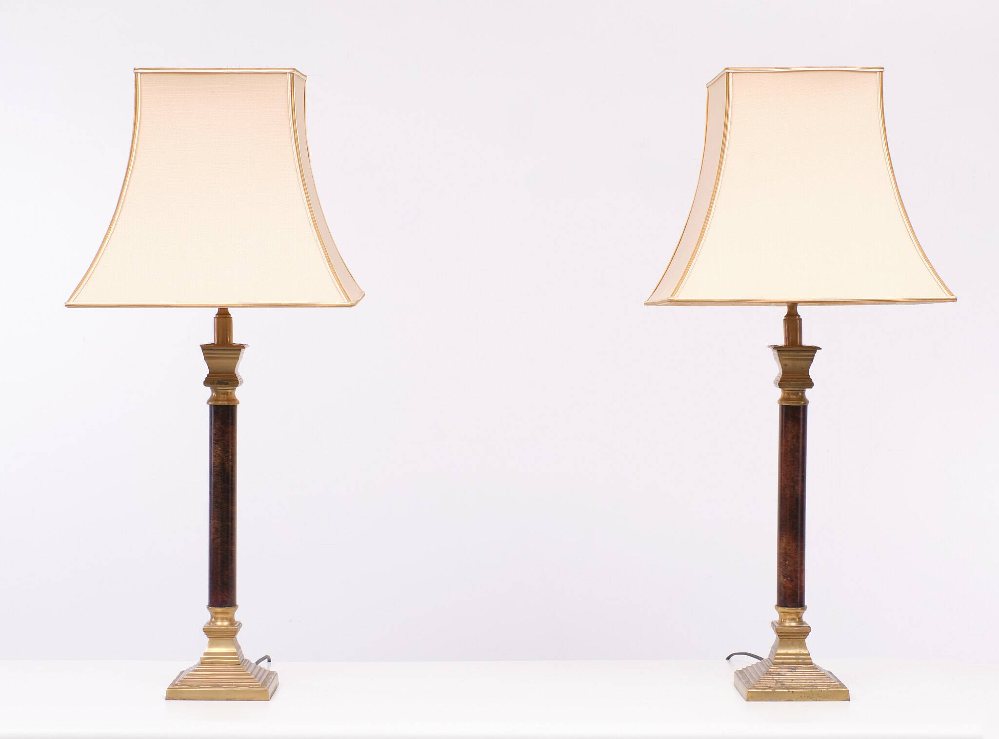 Set brass column table lamps 1970s de knudt belgium