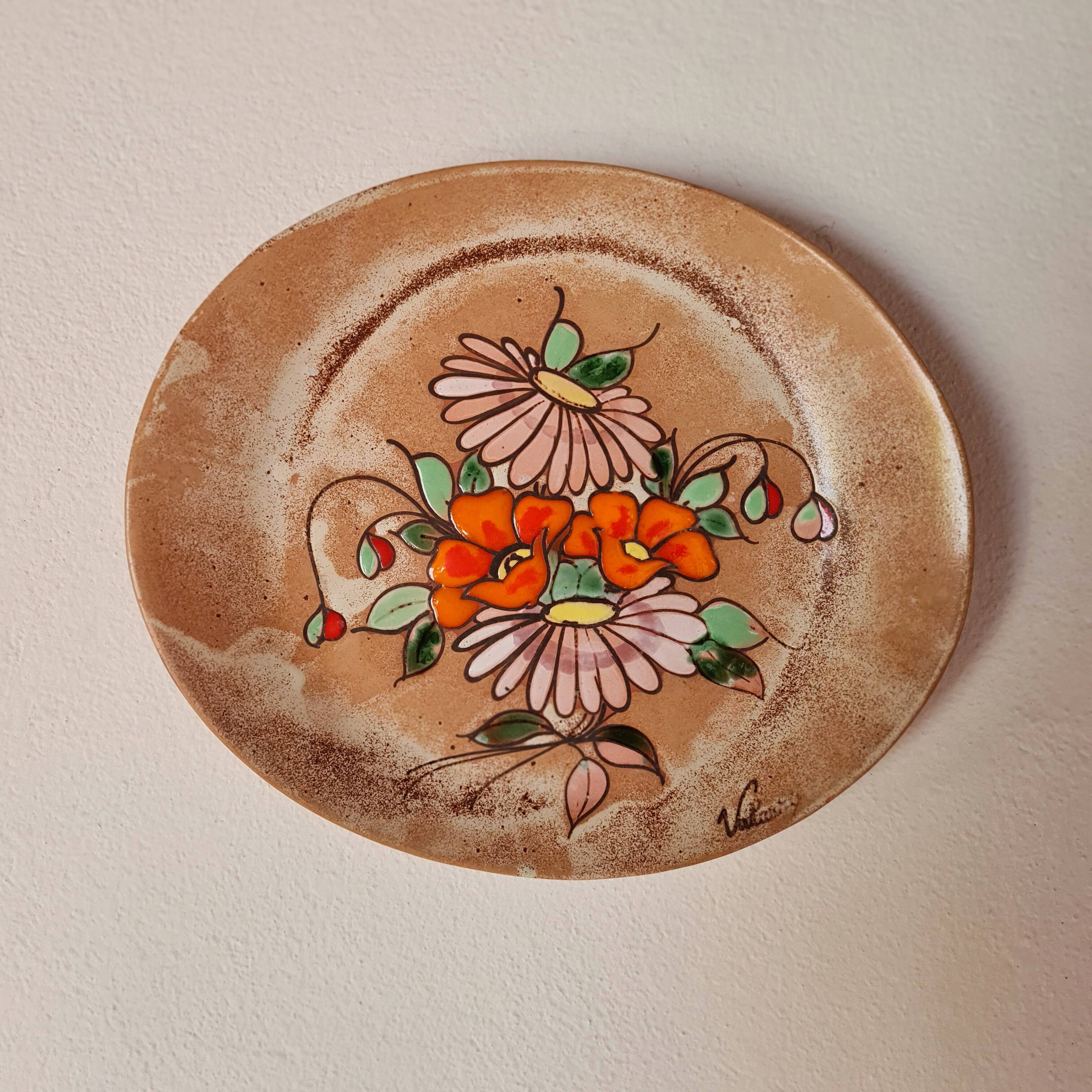 Assiette décorative fleurs Vallauris
