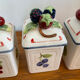 Set of 3 Villeroy & Boch jam pots in faience.