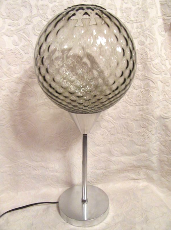 Lamp smoked glass - foot metal 1960