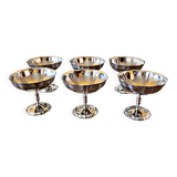 6 coupes à glaces inox vintage, forme de fleurs
