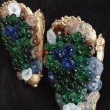 Murano wall sconces – coloured grape glass, bronze anemone