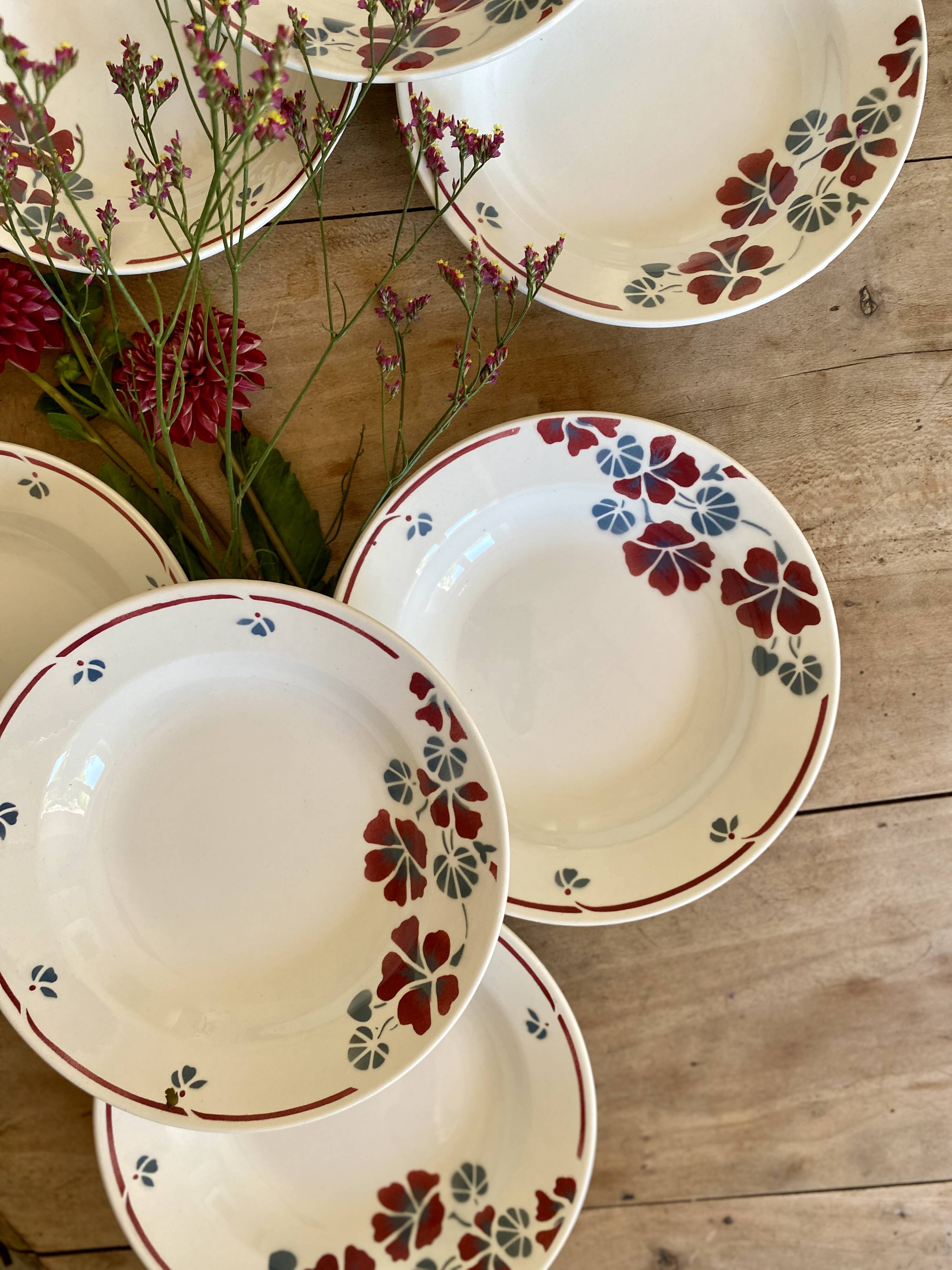 Set of 8 vintage soup plates, Nelly de Salins