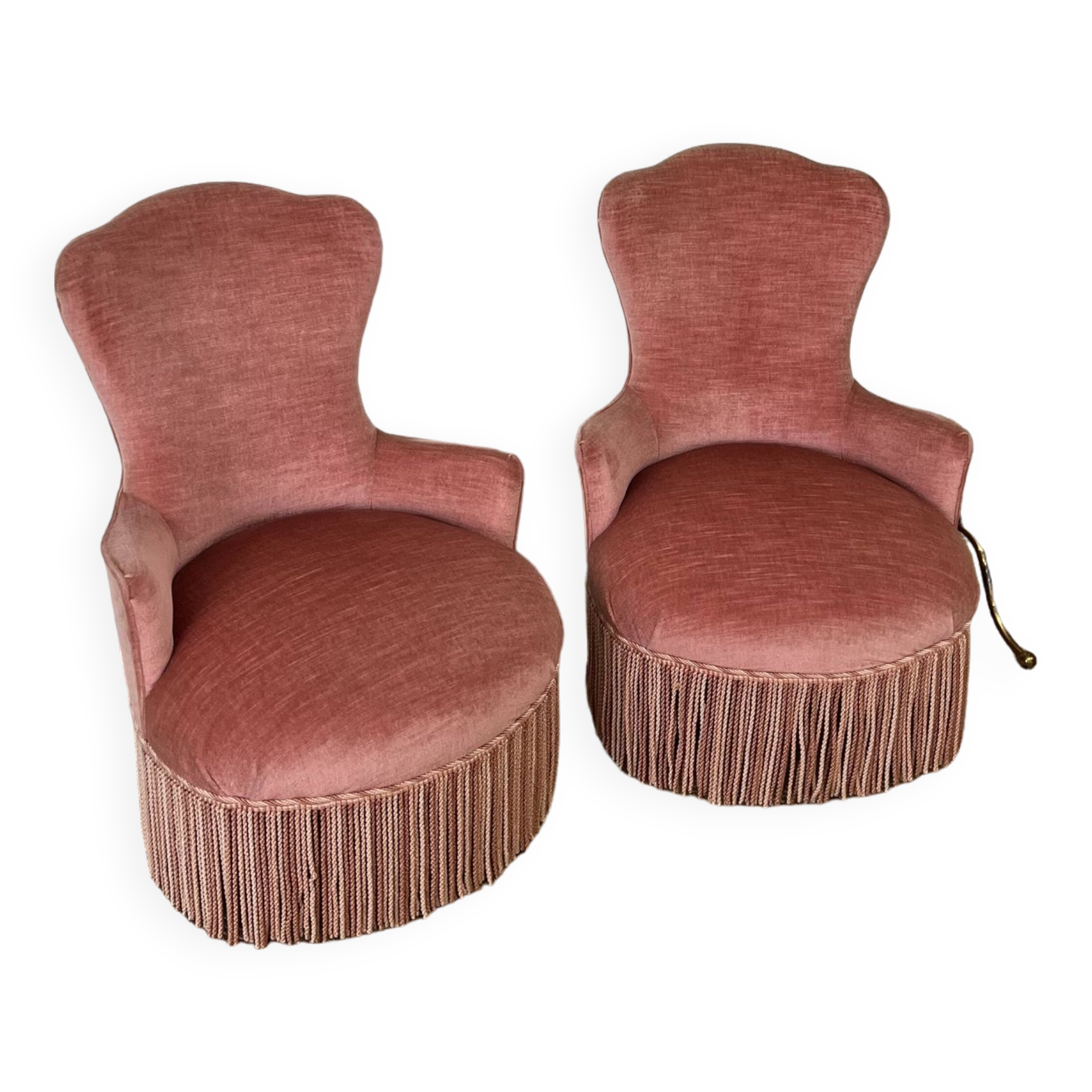 Paire de fauteuils crapaud rose poudré