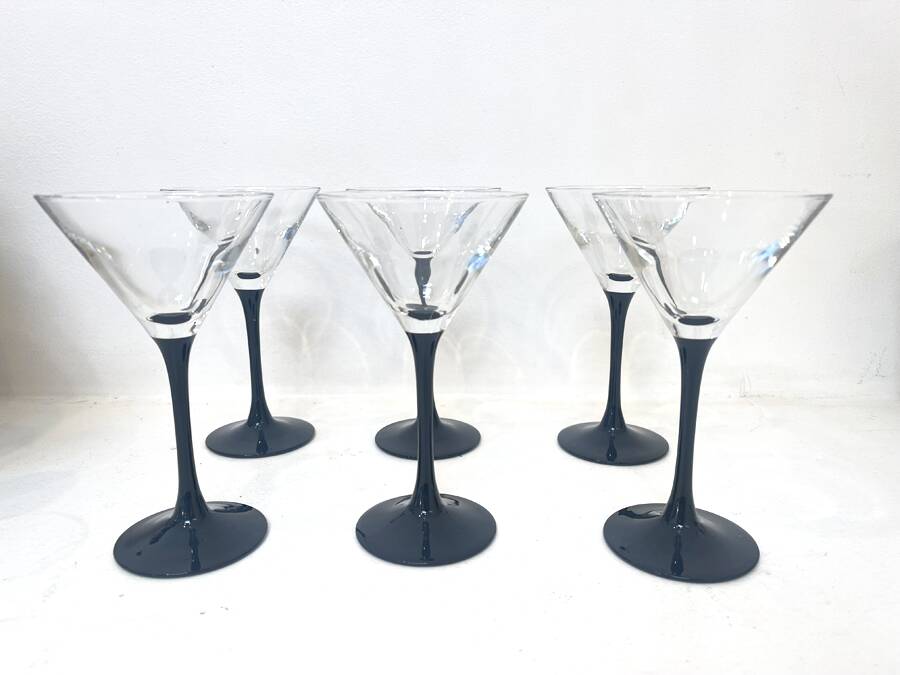 6 vintage cocktail glasses, 1980