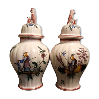 Pair of earthenware potiches Emile Tessier