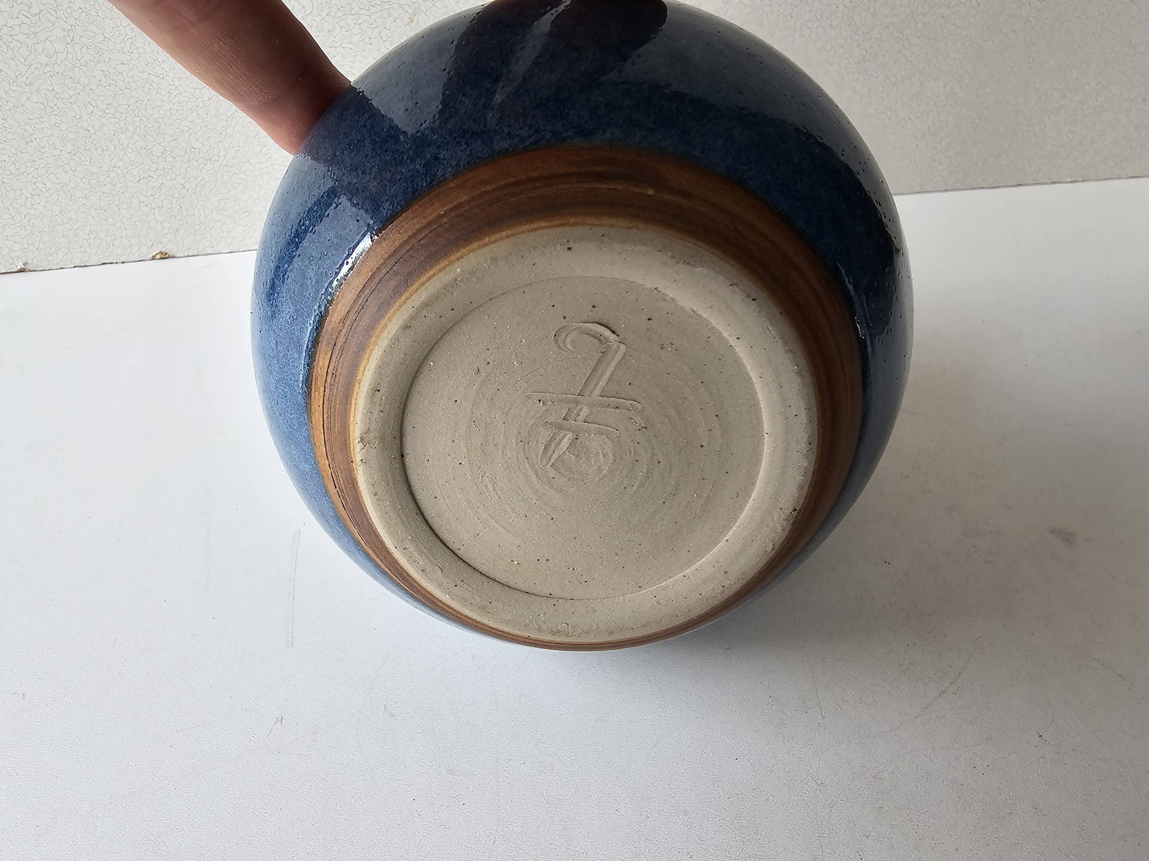 Blue ceramic ball vase (pictogram signature to be identified)