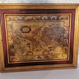 Tableau ancienne carte du monde enduite