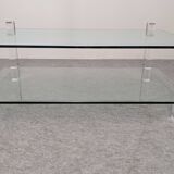 Table basse en verre et lucite de Karl Springer, USA vers 1980