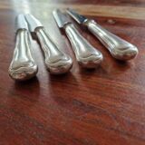 REX - Lot of 4 table knives model Chinon with silver-plated metal contour.