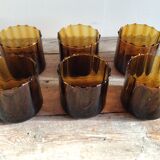 Series of 6 amber glasses