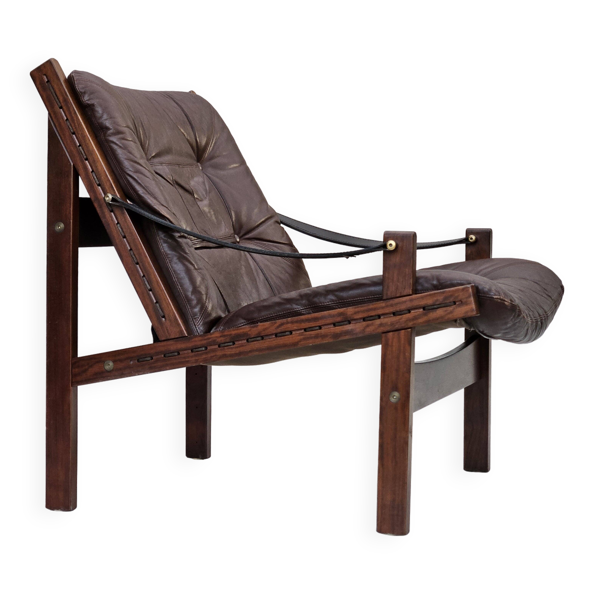 1970s, Norwegian design by Torbjørn Afdal, "Hunter" chair, leather.