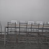 Bagutta Table and Aluminum Chairs by Opera Design for Ycami, 1980s, Set of 13
