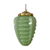 Suspension globe vintag in green clichy glass